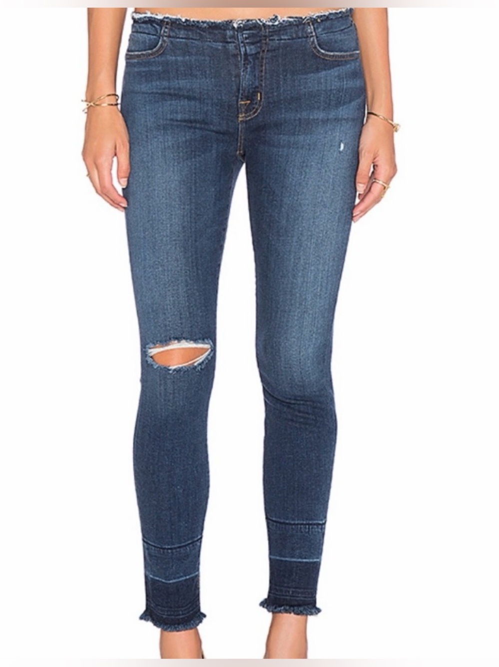 J Brand 835 Mid-Rise Capri Jeans in Stigma Distressed